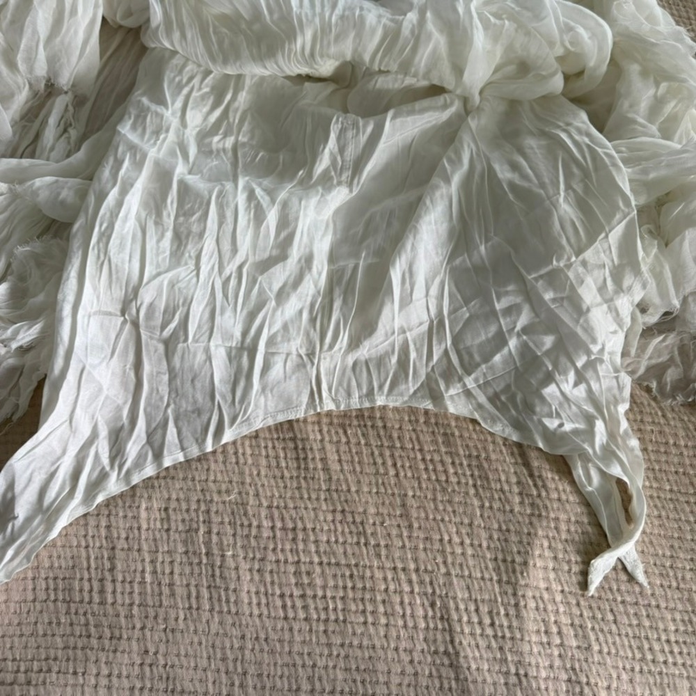 Free People White Handkerchief Raw Hem Sheer One Clover Skirt Sz S/M Boho - Picture 16 of 16